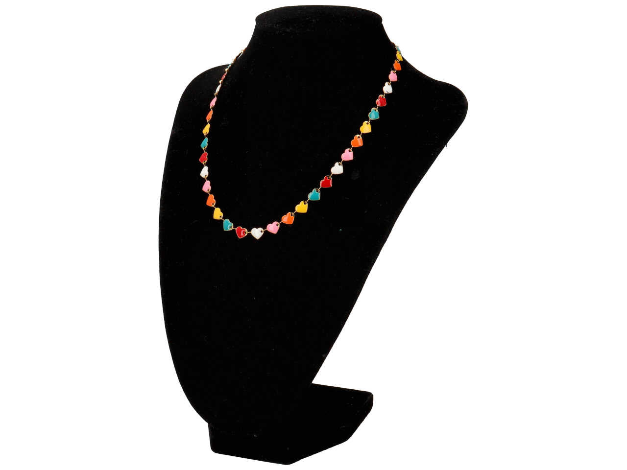 Collana oro con cuoricini multicolor