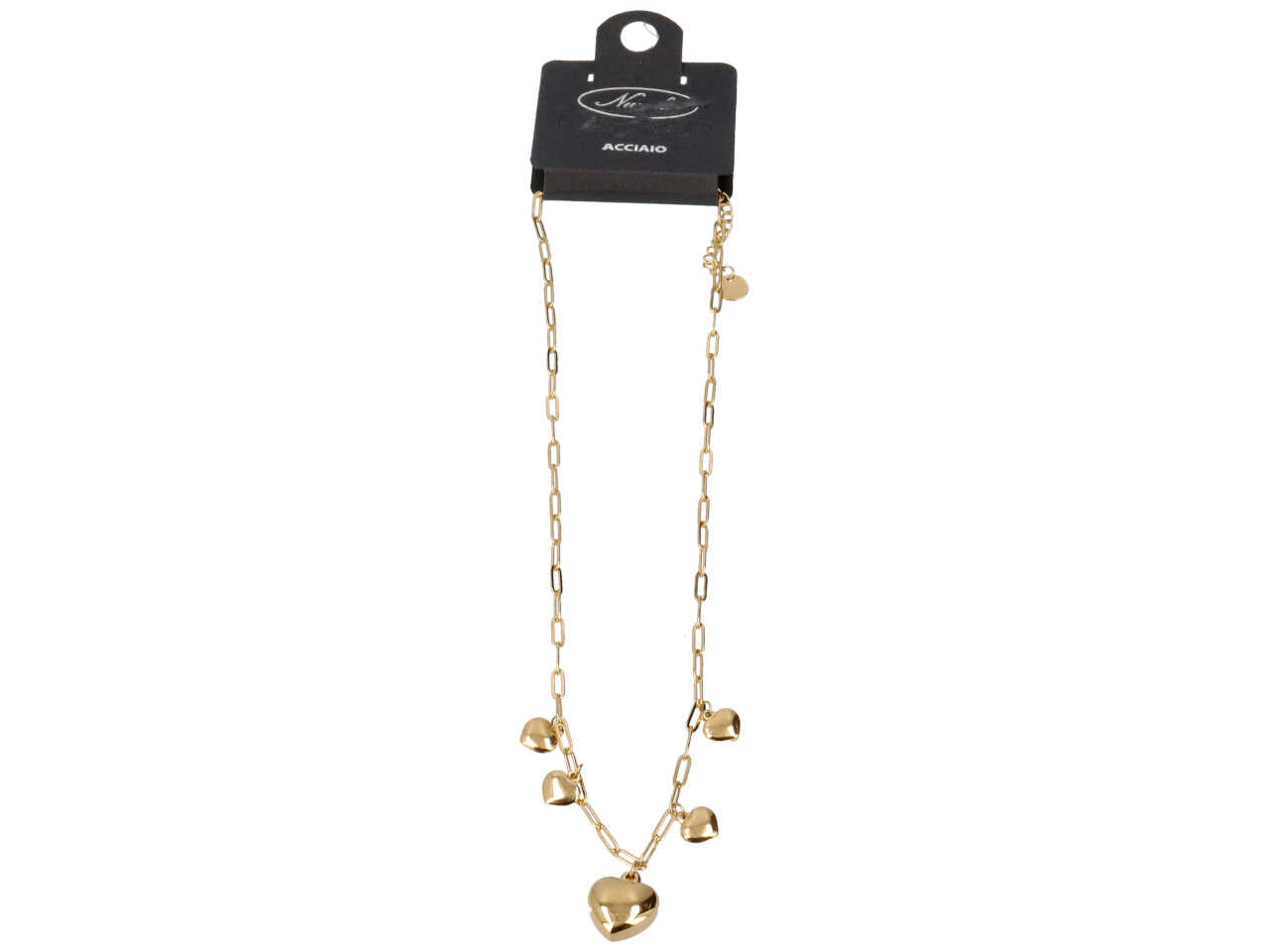 Collana con 5 cuori bombati oro