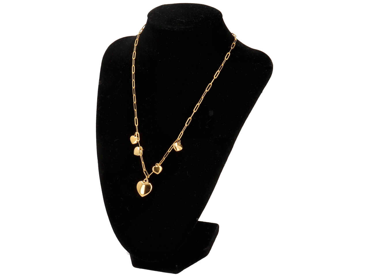 Collana con 5 cuori bombati oro