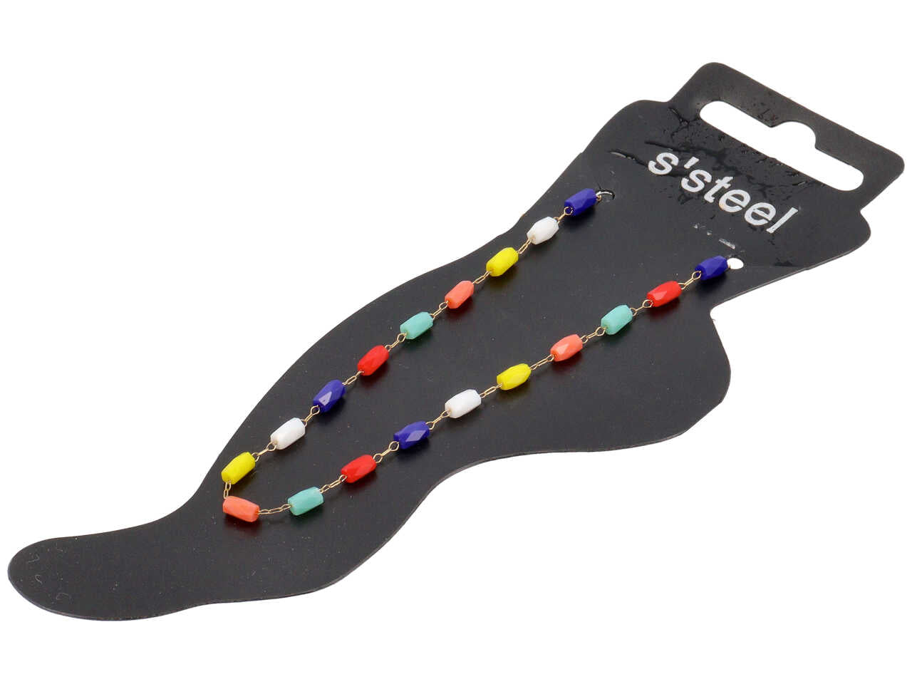 Cavigliera oro con barilotti multicolor