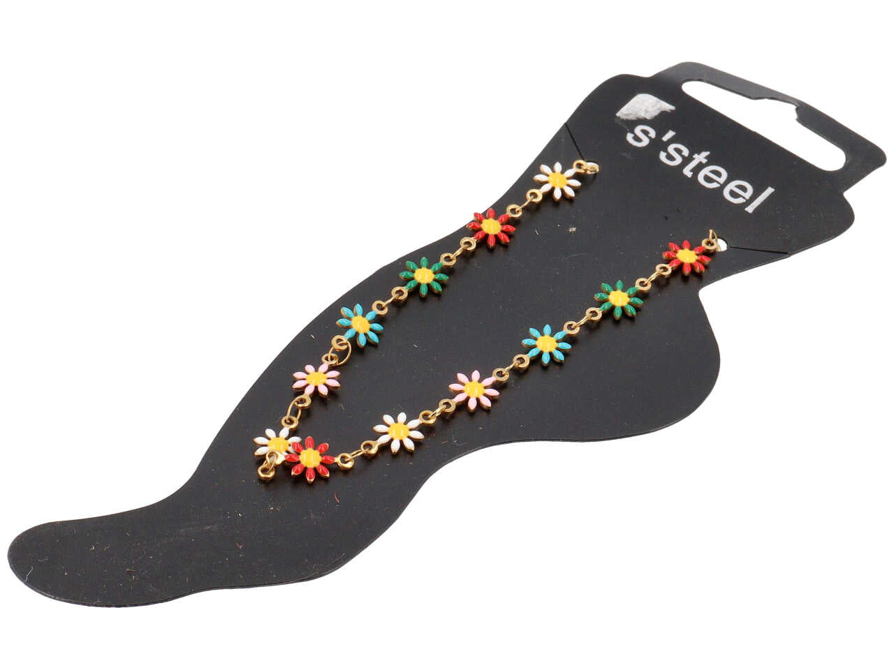 Cavigliera oro con margherite multicolor