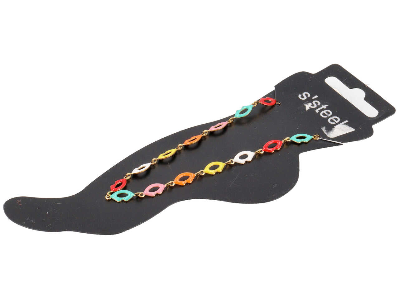 Cavigliera oro con bocche multicolor