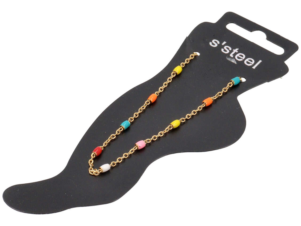 Cavigliera oro con barilotti multicolor