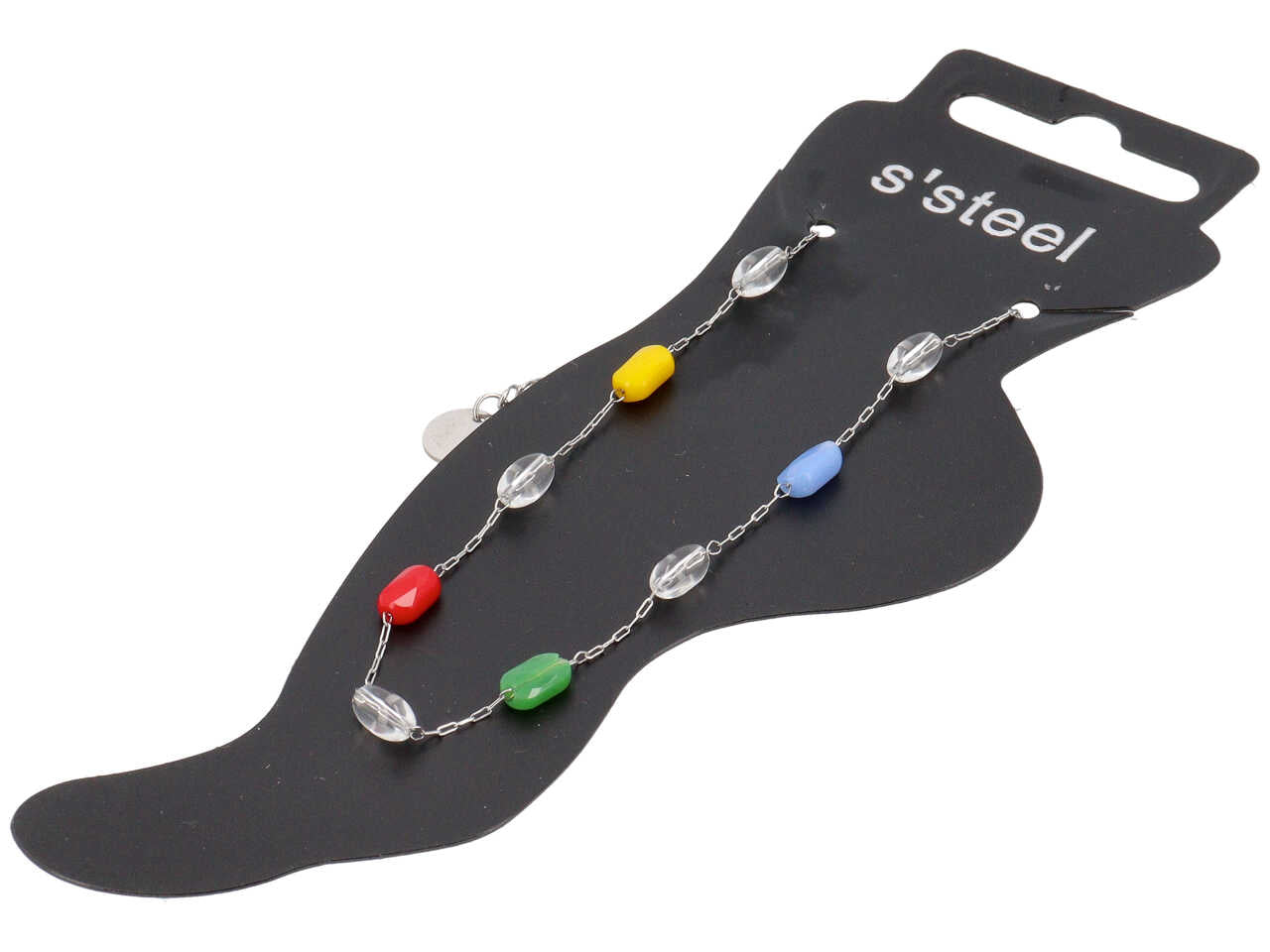 Cavigliera con barilotti grandi e multicolor