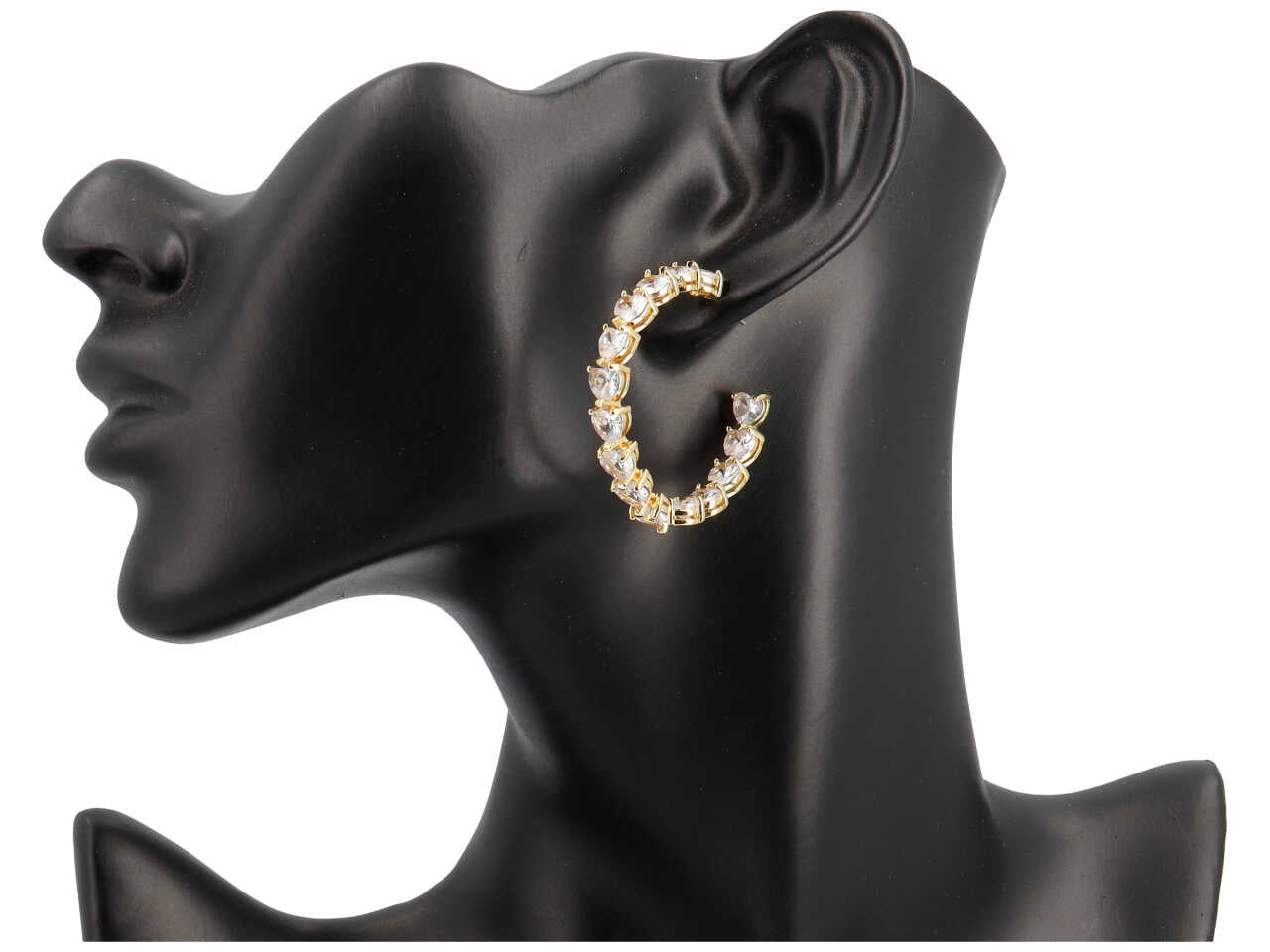 Orecchini oro a forma di cerchio con strass cuori