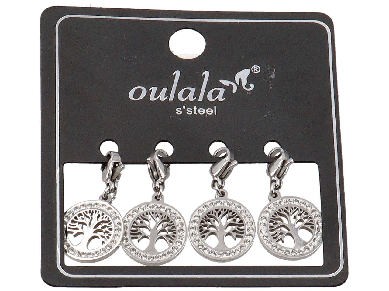 Pendente acciaio albero c/strass