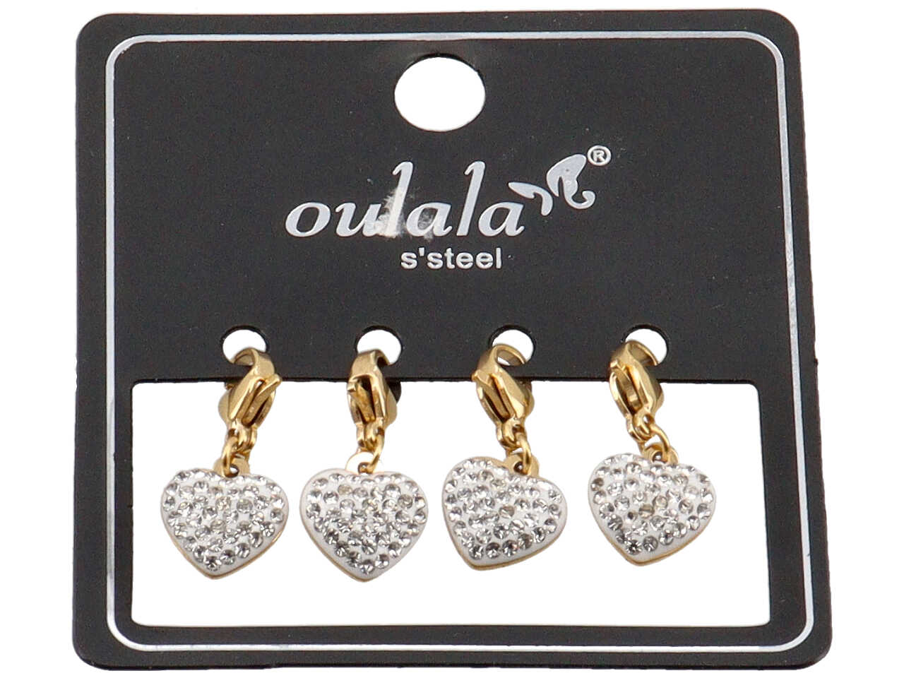 Pendente acciaio cuore c/strass oro