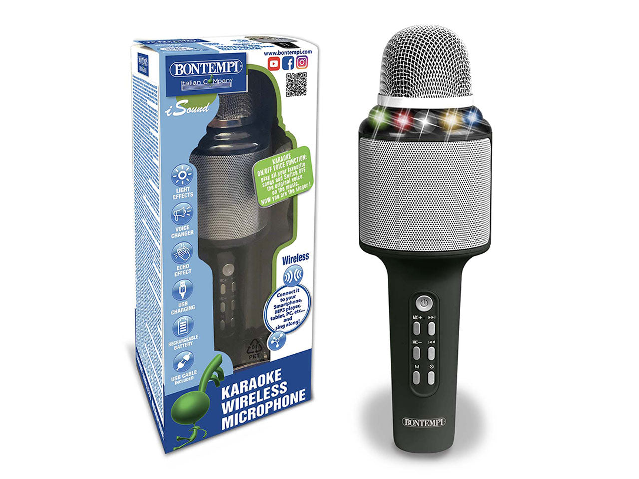 Microfono wireless c/effetto luci 48 5010