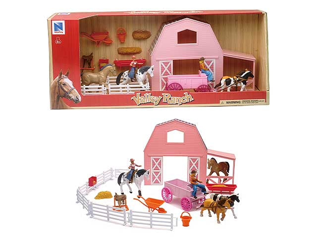 Valley ranch pink barn horse play set 05786ss
