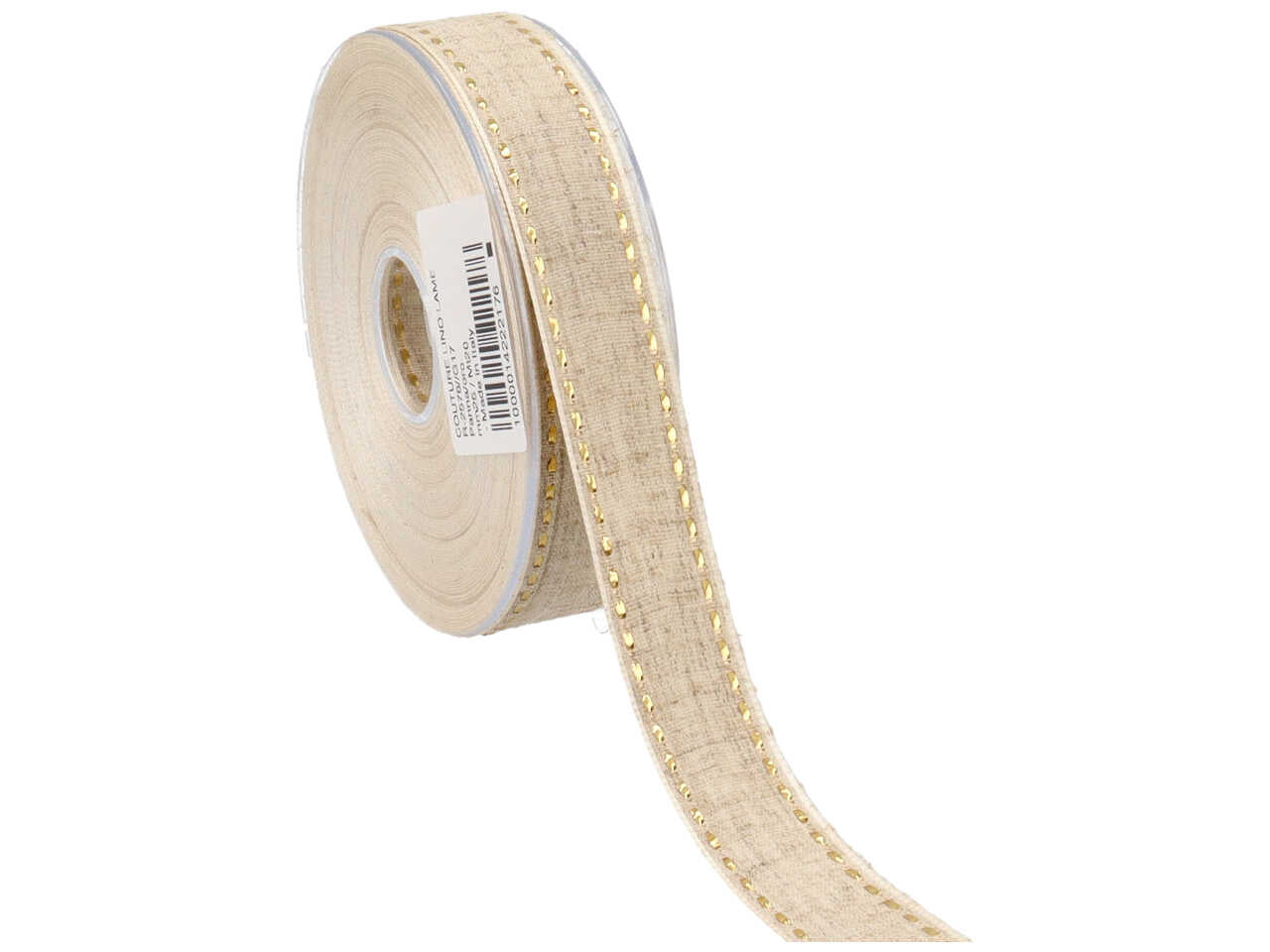 Nastro couture lino lame 25mmx20mt panna/oro