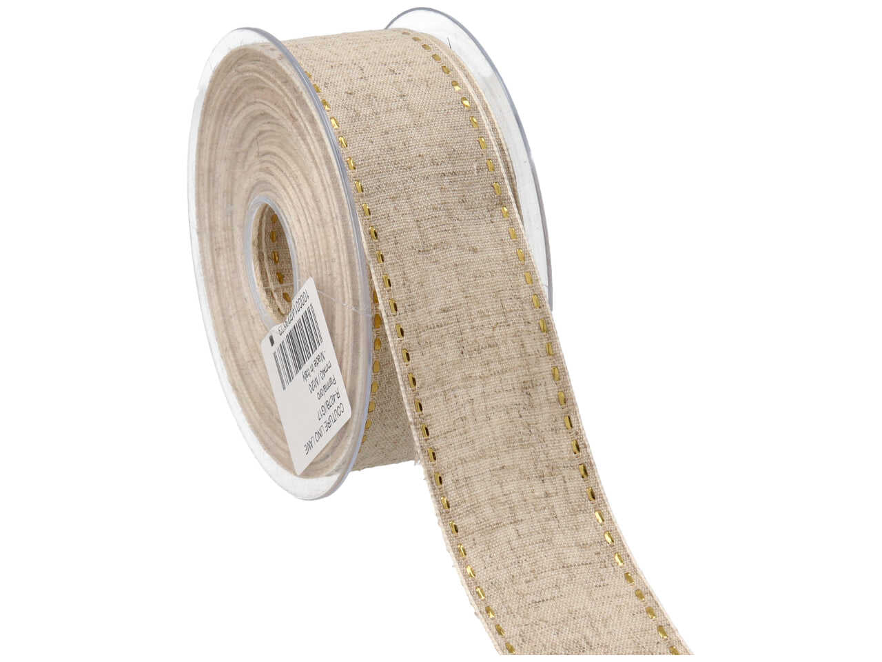 Nastro couture lino lame 40mmx20mt panna/oro