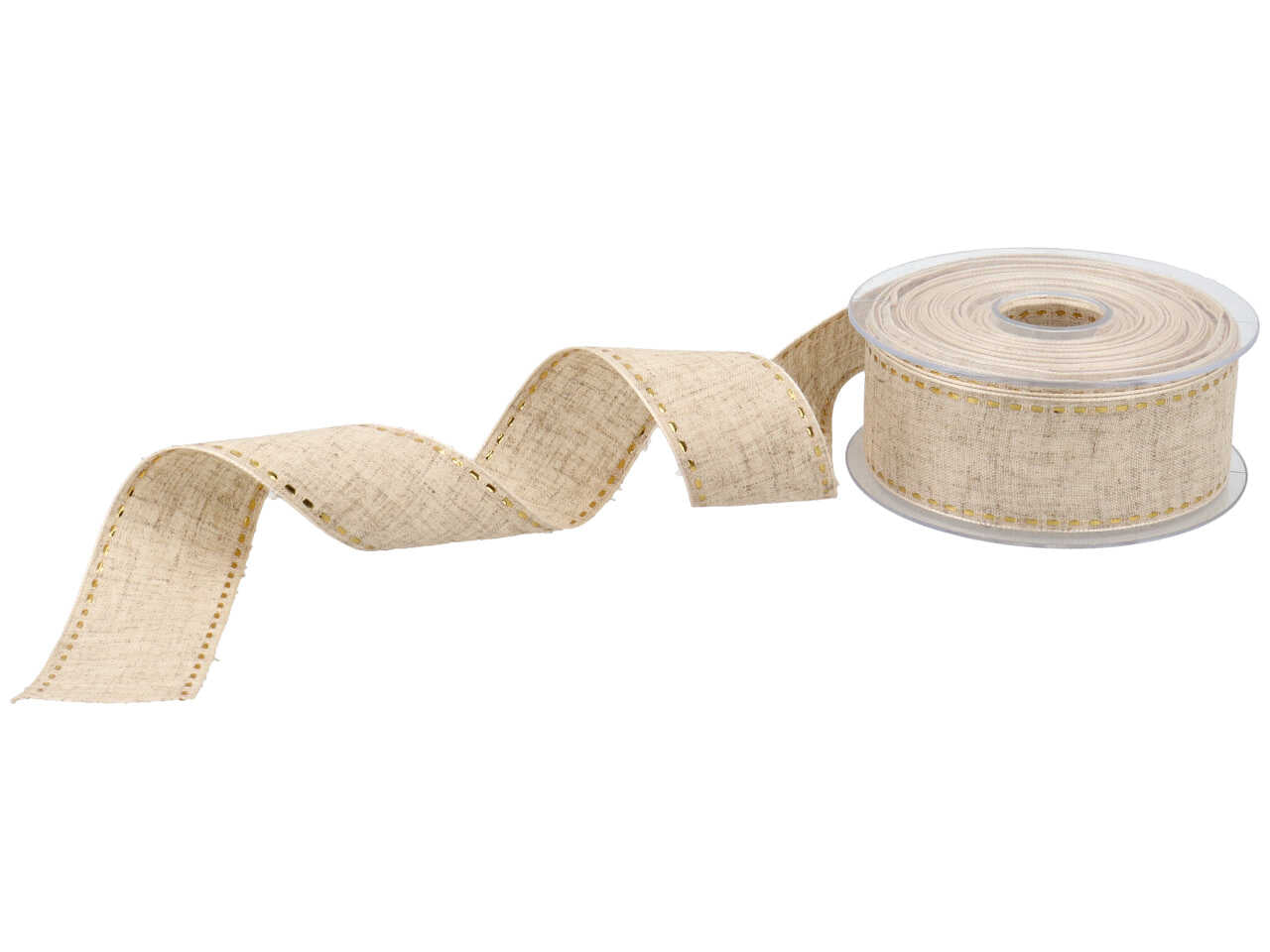 Nastro couture lino lame 40mmx20mt panna/oro