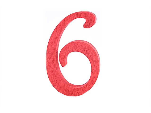 Numero 6 polistirolo 13cm rosso