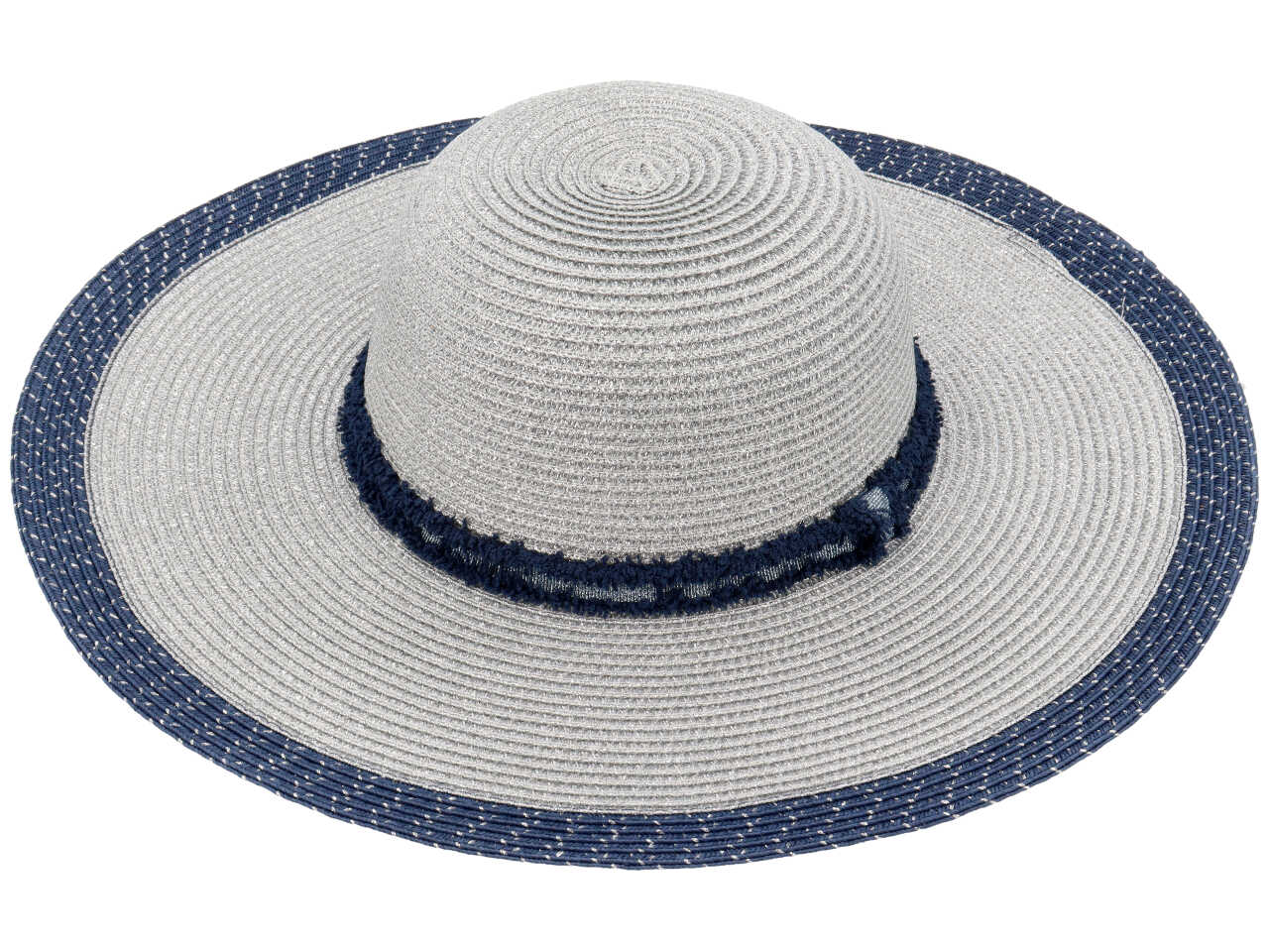 Cappello pamela colore blu e argento