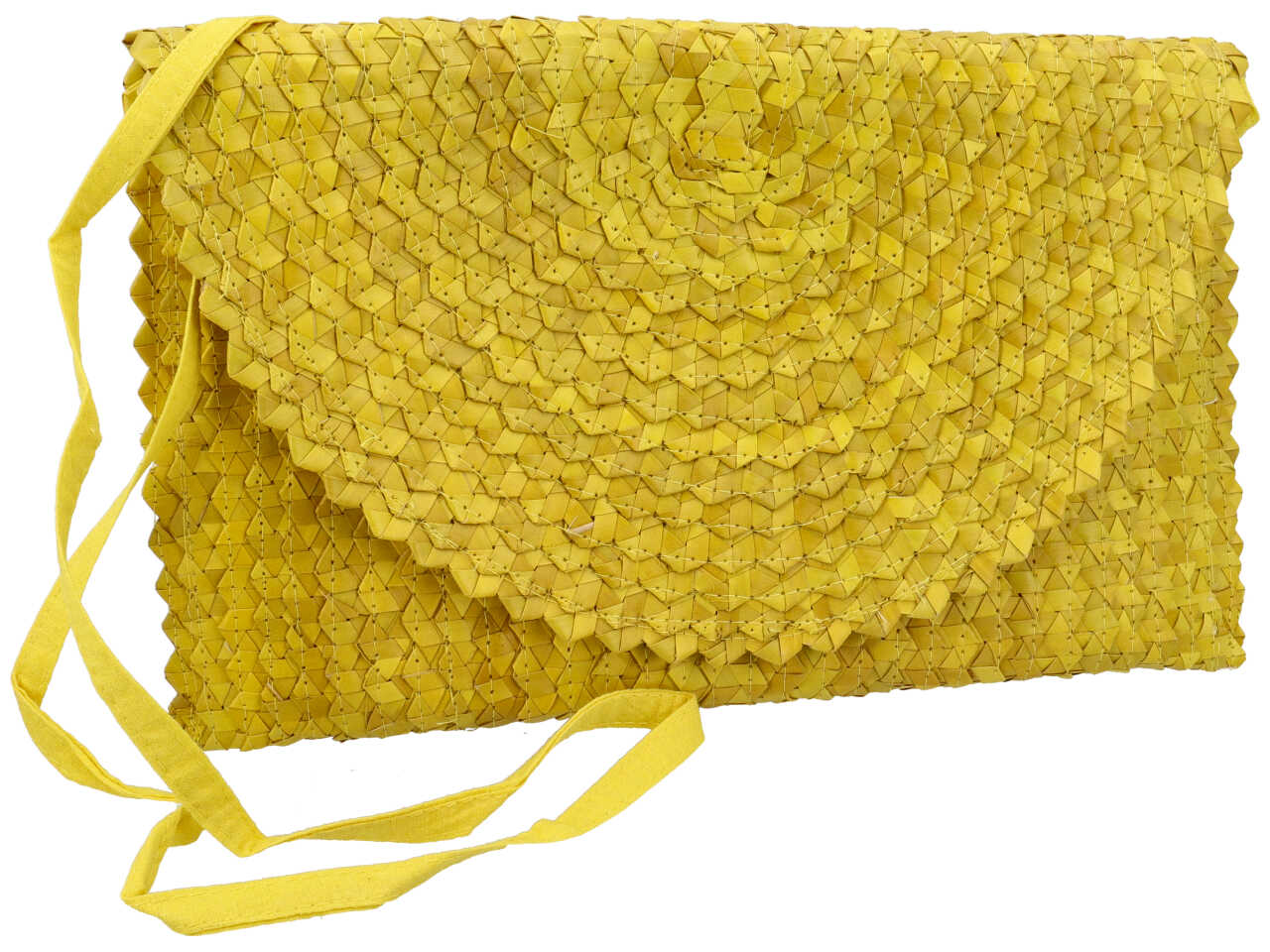 Pochette a mano in rafia forma rettangolare colore giallo 24x31cm