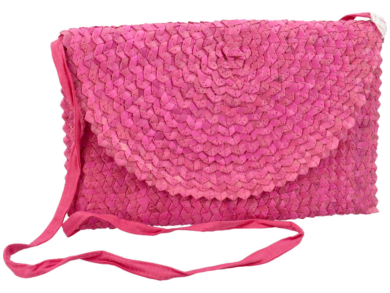 Pochette a mano in rafia forma rettangolare colore rosa