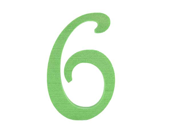Numero 6 polistirolo 13cm verde