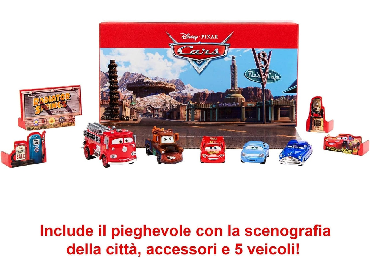 Disney cars veicoli racing style - confezione da 5 veicoli