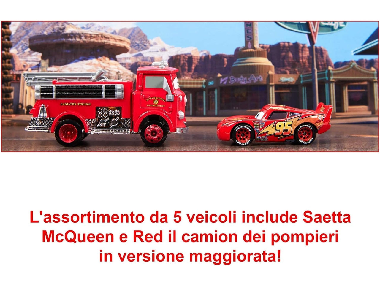 Disney cars veicoli racing style - confezione da 5 veicoli