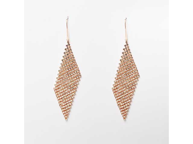 Orecchini oro rosa rombi stras 269811