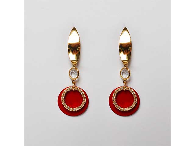 Orecchini bordeaux c/strass c269900