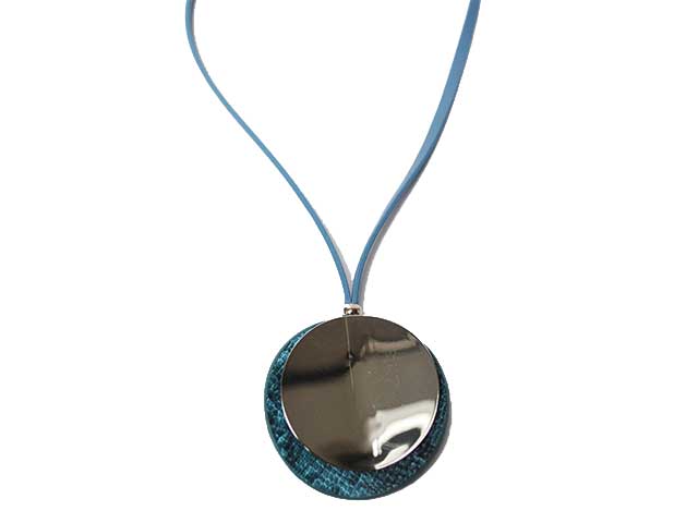 Collana ecopelle blu c/pendente270909