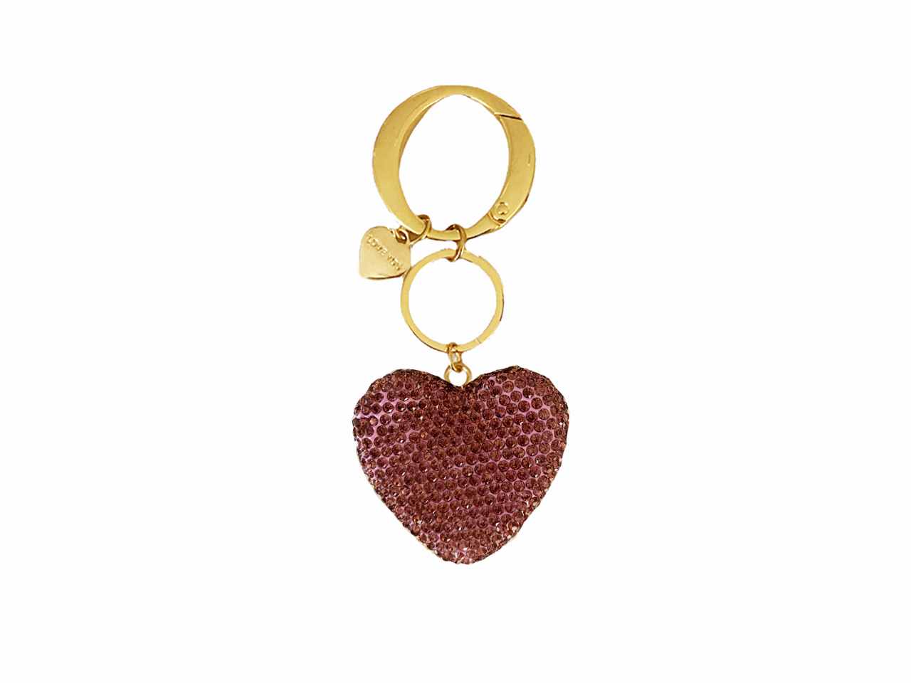 Portachiavi in metallo viola con cuore e strass