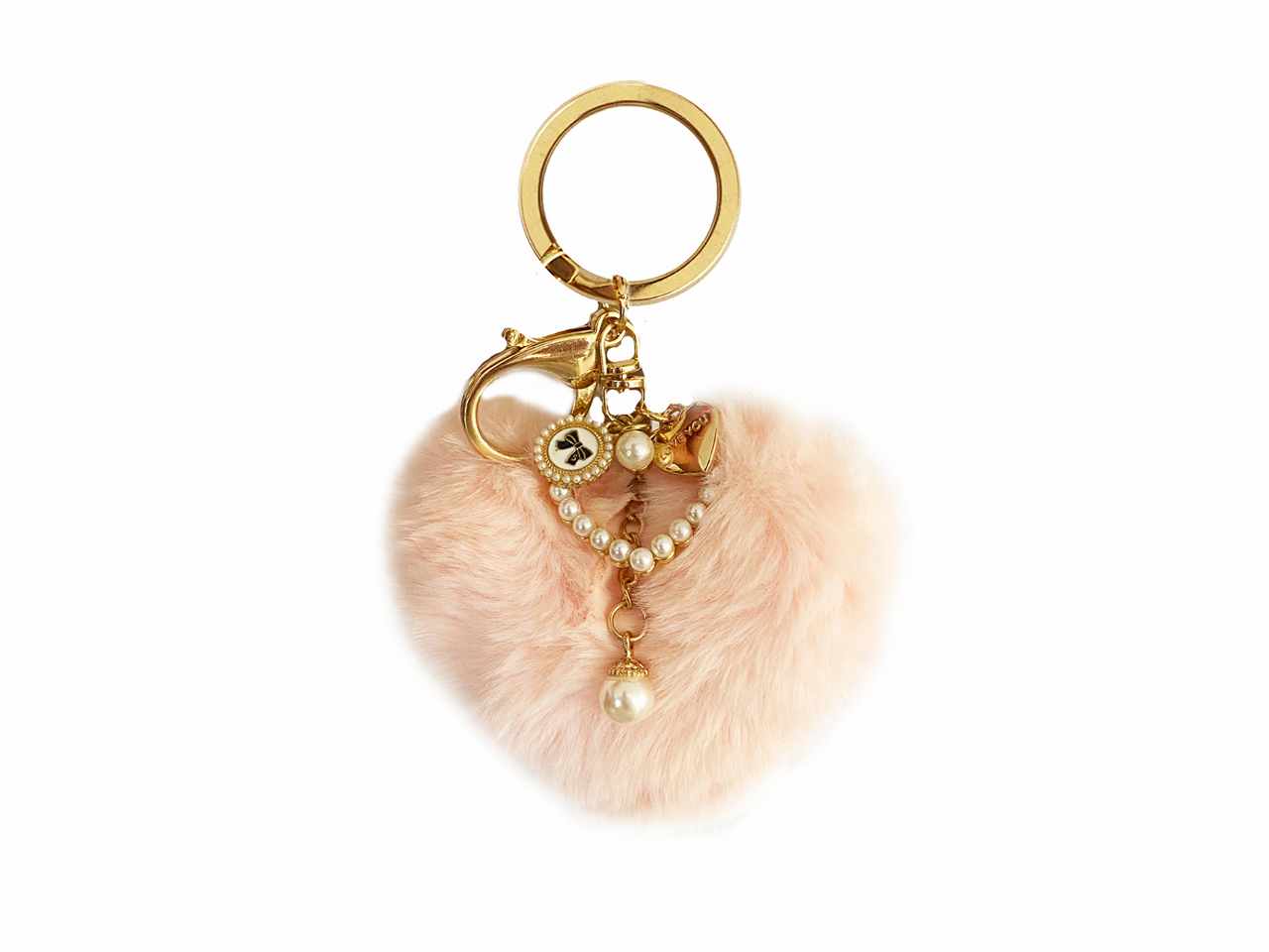 Portachiavi i love you con cuore pelo rosa