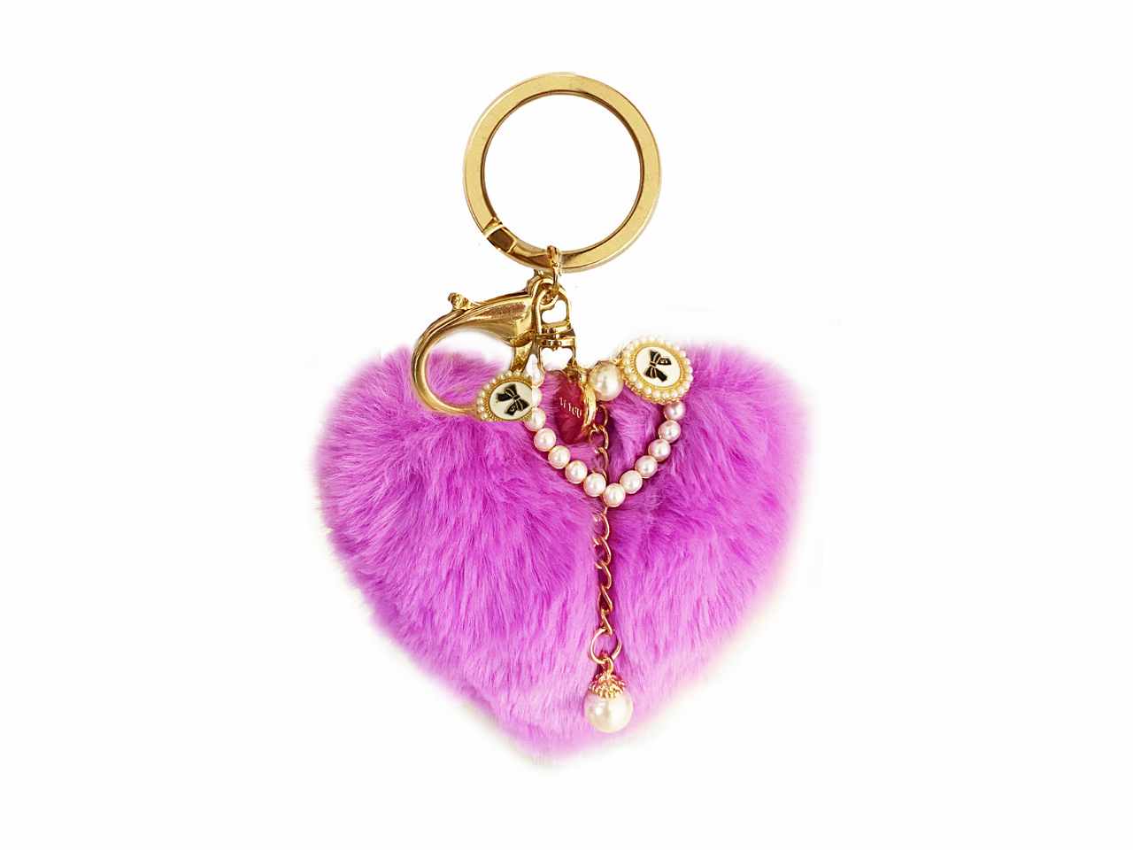 Portachiavi i love you con cuore pelo viola
