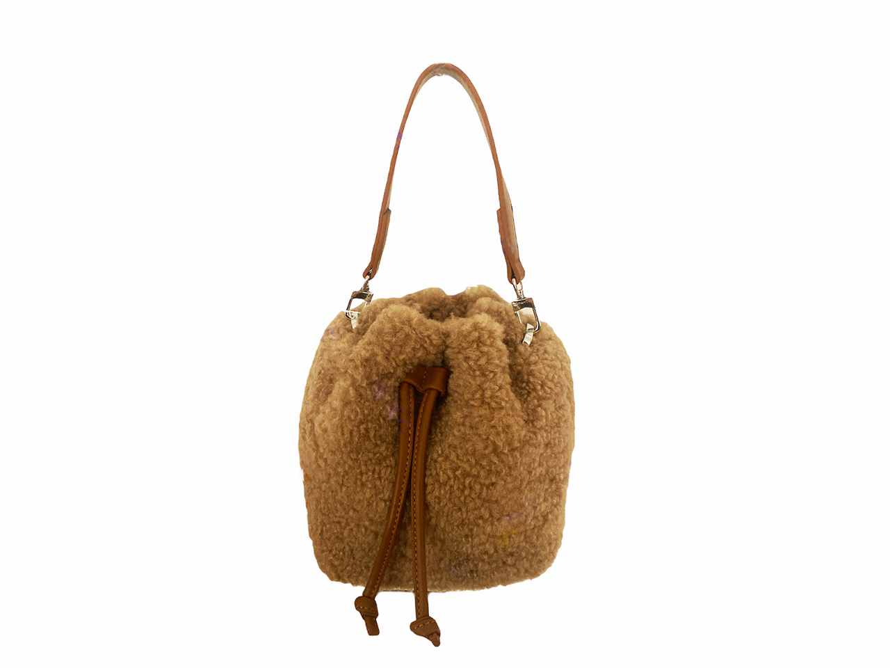 Borsa sacchetto tortora in ecopelliccia pecora