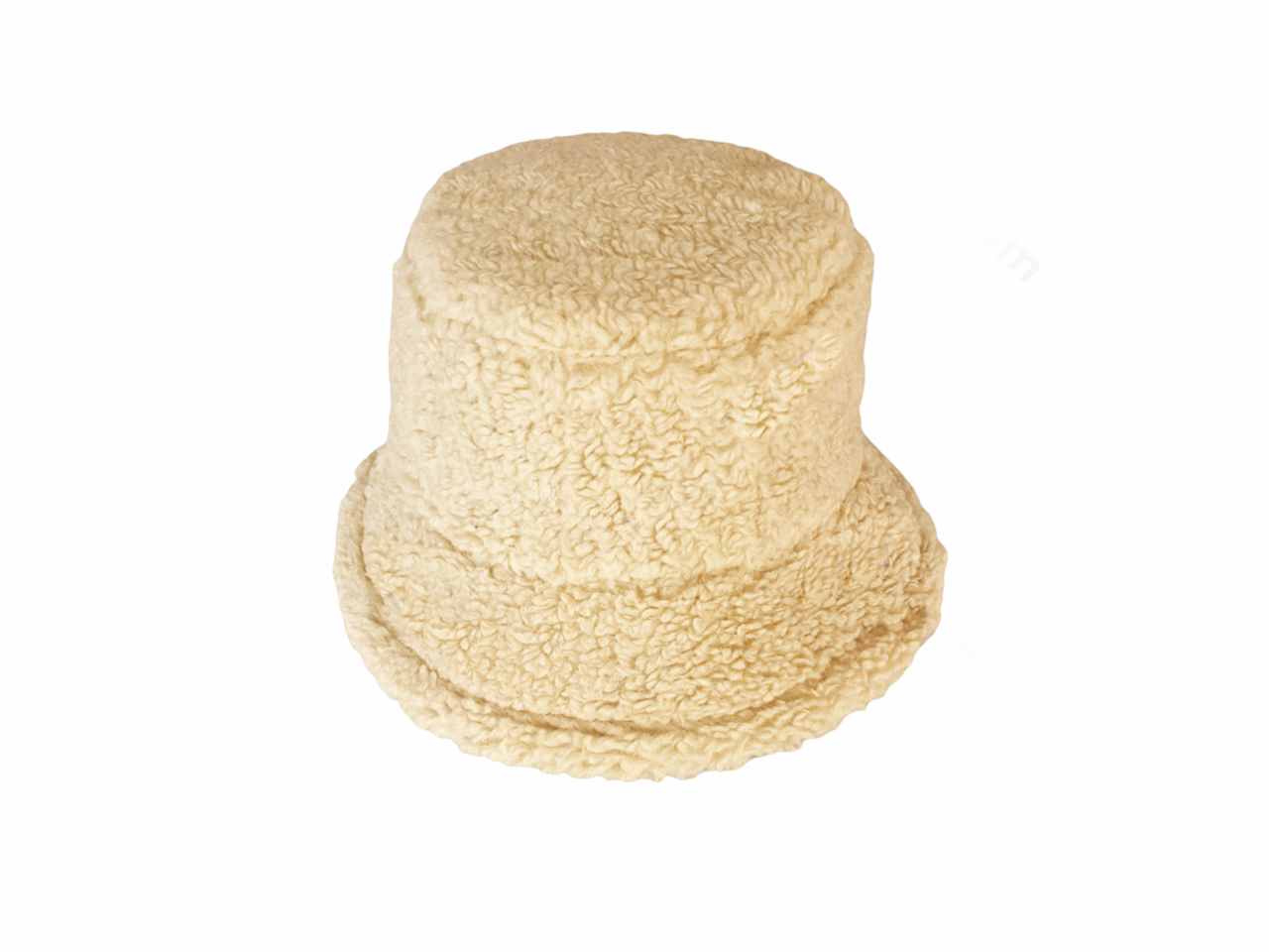 Cappello modello pescatore beige in ecopelliccia pecora