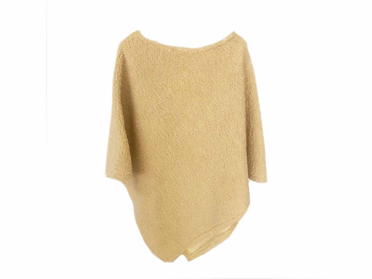 Poncho beige in ecopelliccia pecora