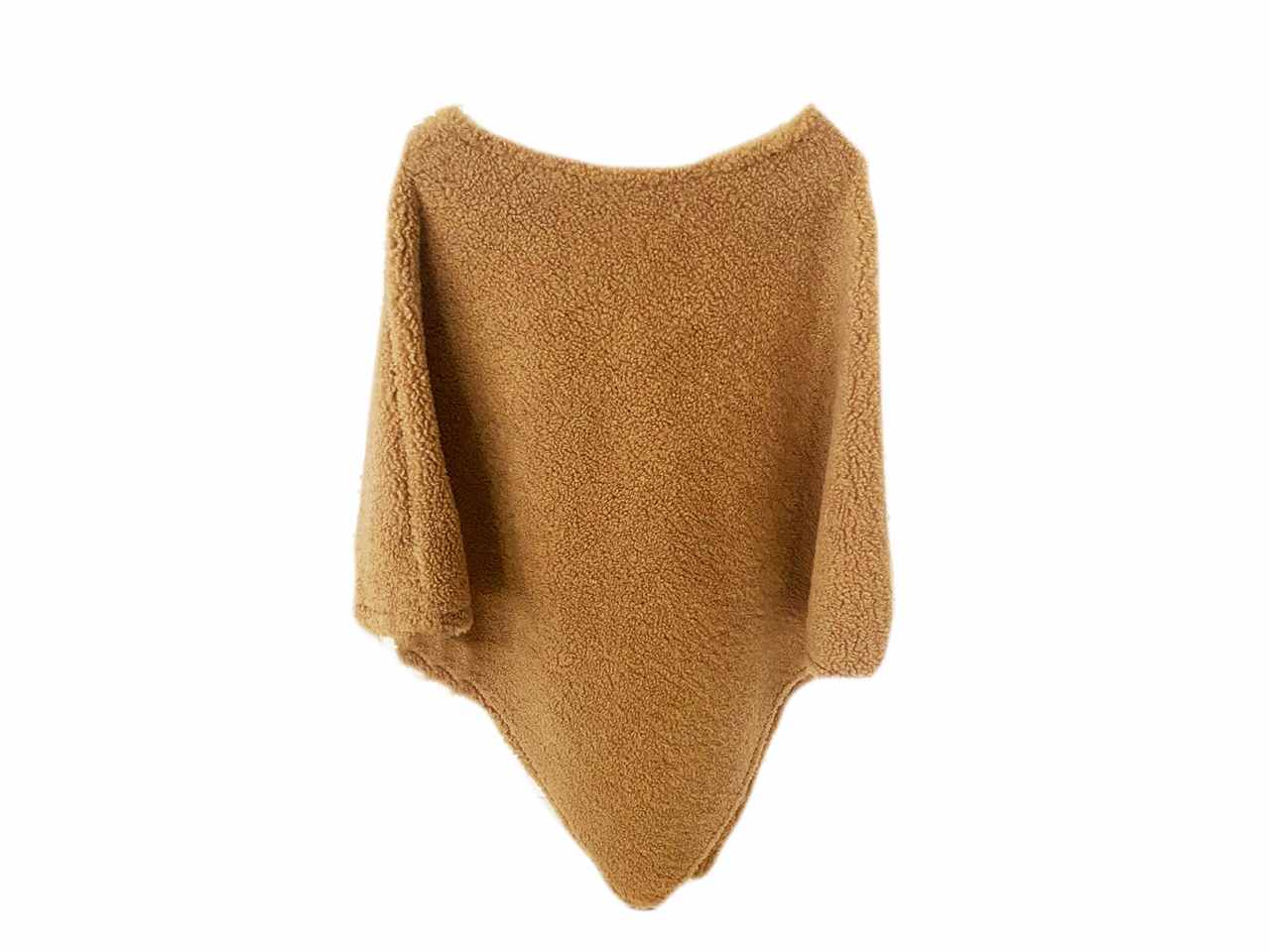 Poncho tortora in ecopelliccia pecora