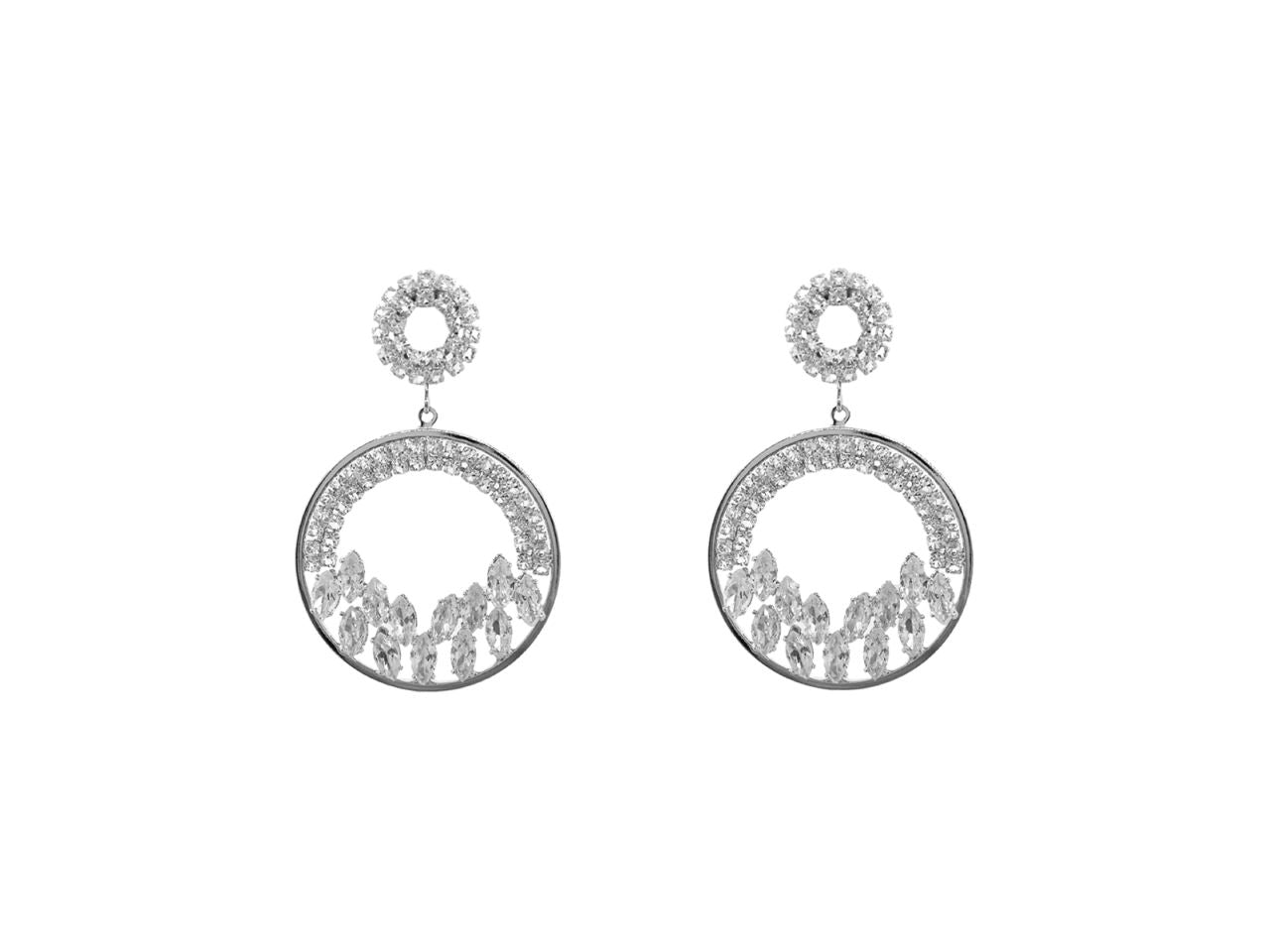 Orecchini con cerchio strass e nevette rodio