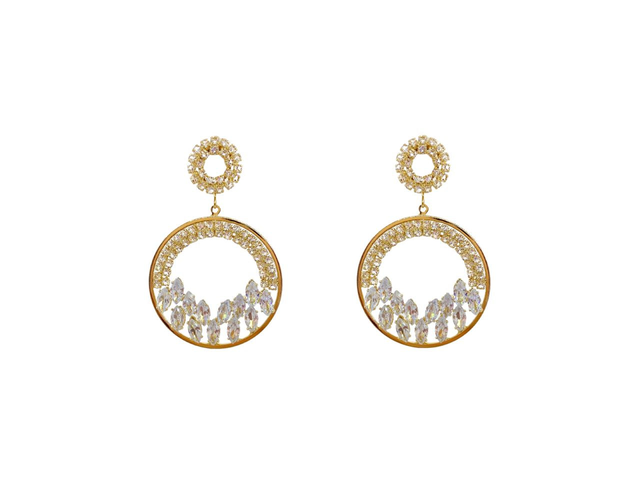 Orecchini con cerchio strass e nevette oro