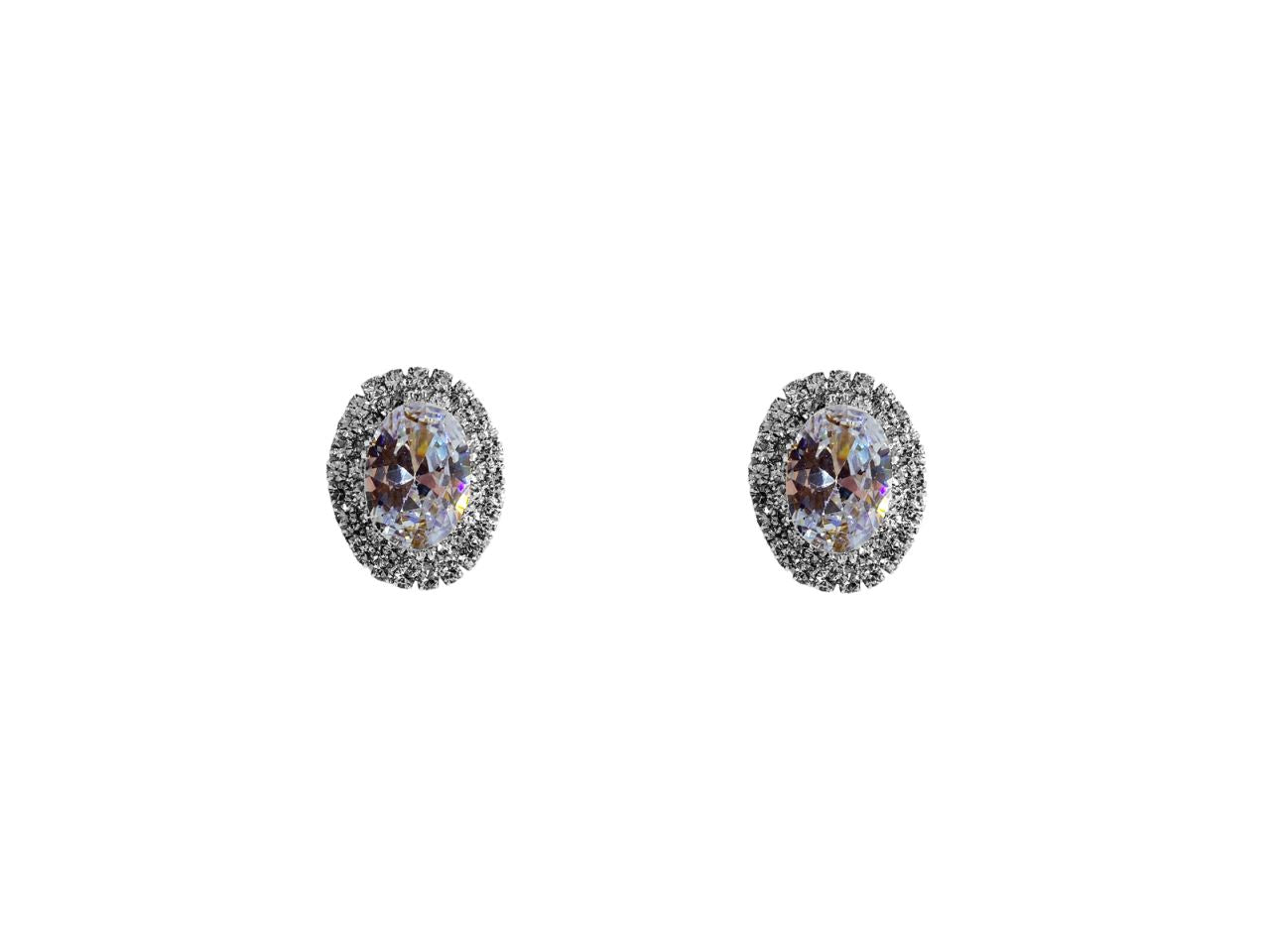 Orecchini con pietra ovale e strass rodio