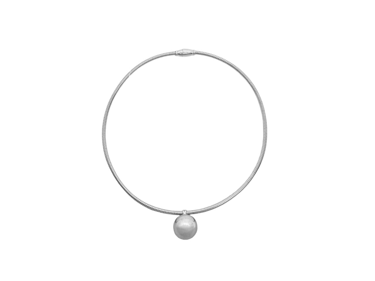 Collana semplice con sfera centrale rodio