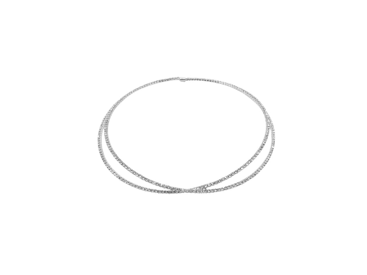 Collana doppio filo strass rodio