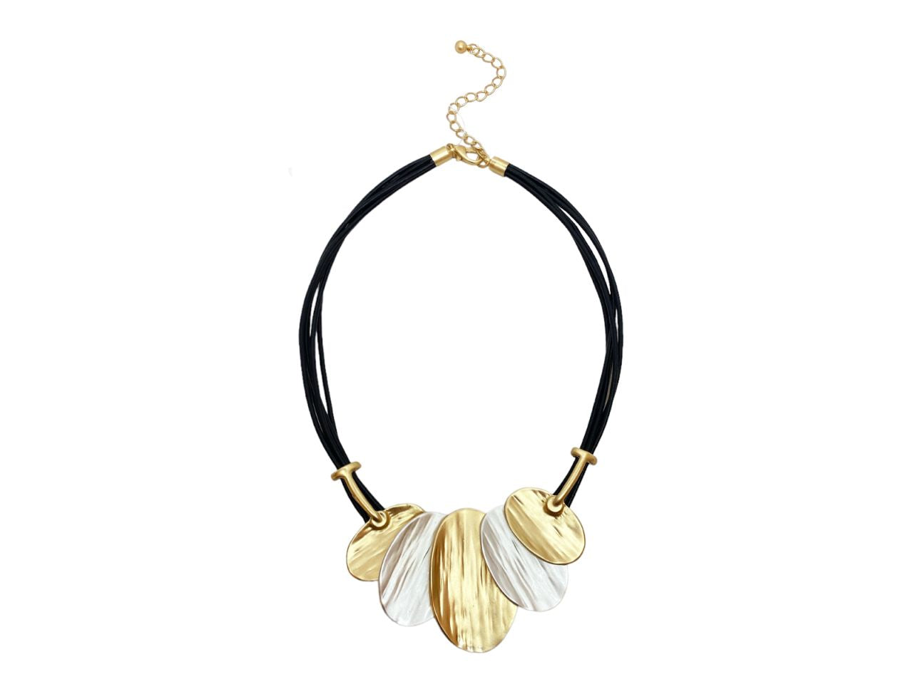 Collana con lacci cerati e multiovali satinati