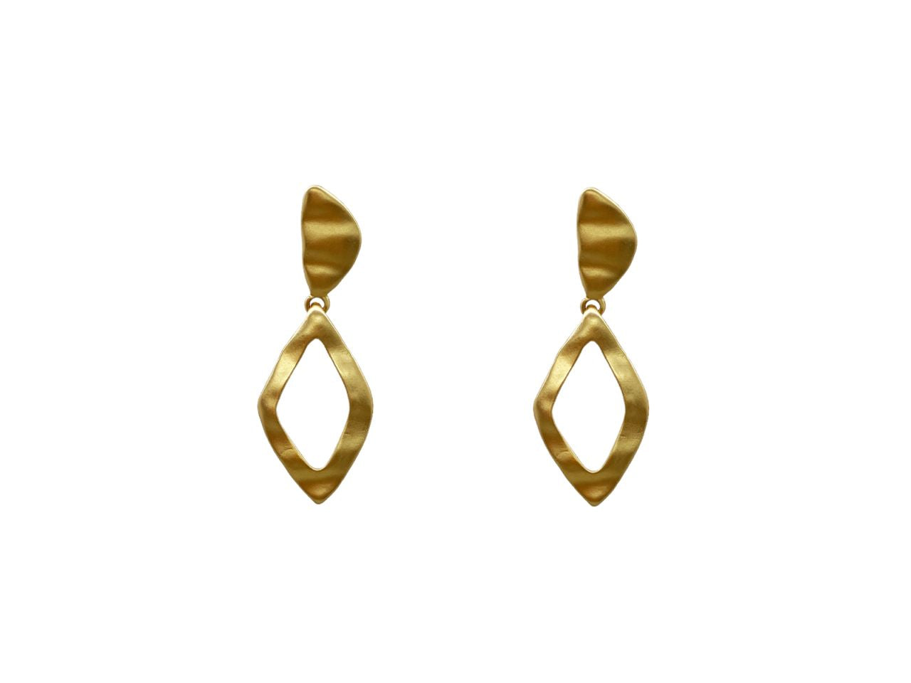 Orecchini rombo asimmetrico satinato oro