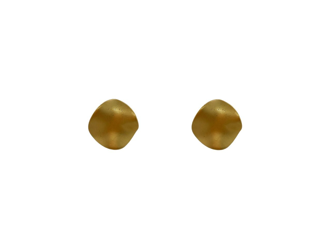 Orecchini bottone con onde satinato oro