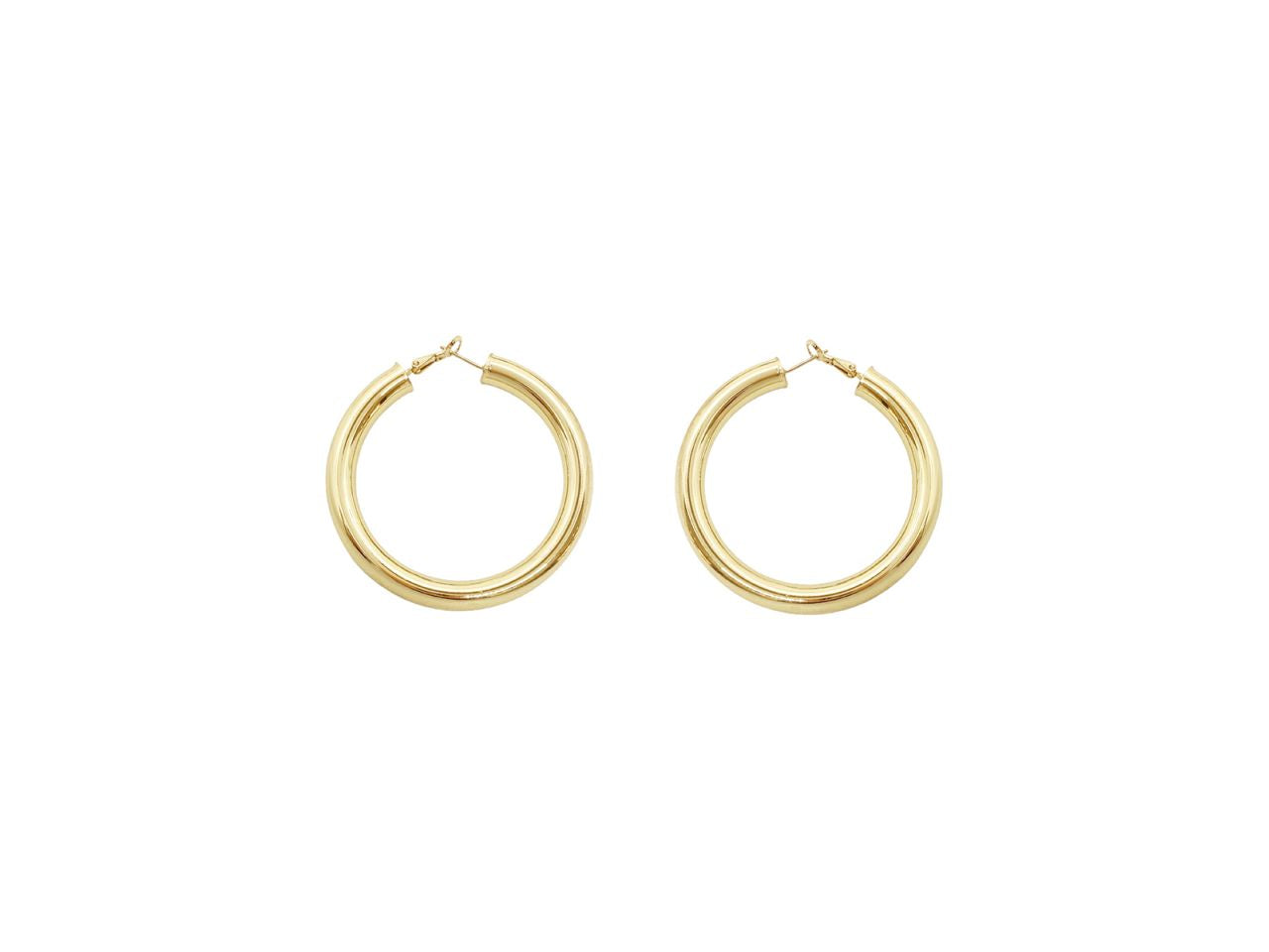 Orecchini a cerchio con tubo grande liscio 40mm oro