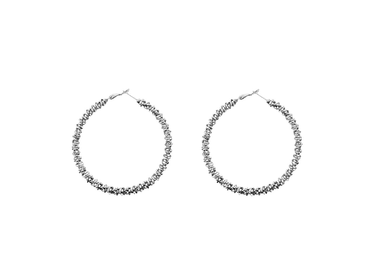 Orecchini cerchio con elementi diamantati 40mm rodio