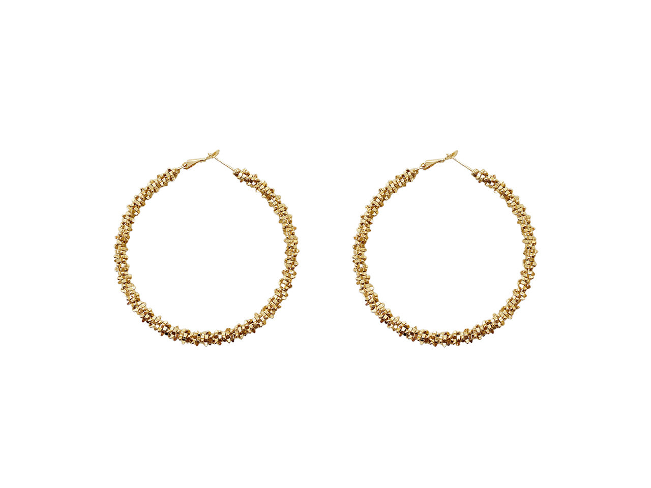 Orecchini cerchio con elementi diamantati 40mm oro