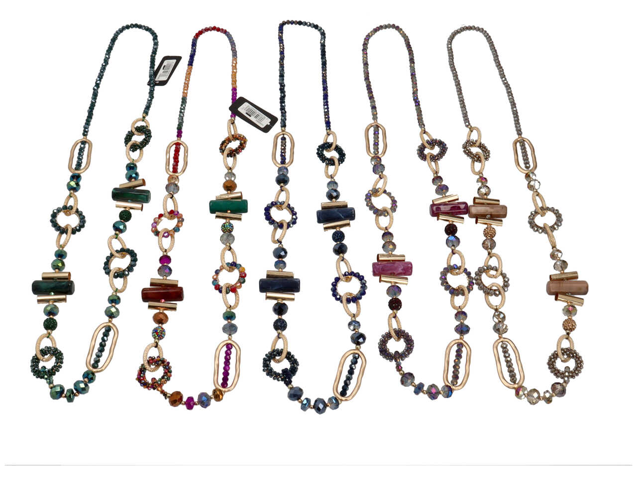Collana lunga cilindri in resina