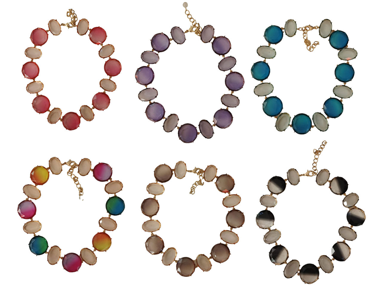 Collana corta multidisco trasparenti sfumati