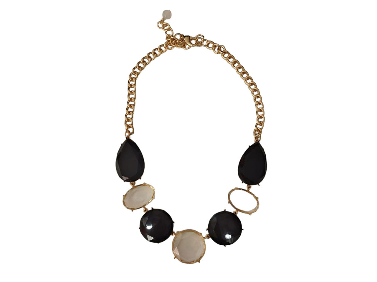 Collana corta con pietre a goccia e disco trasparente