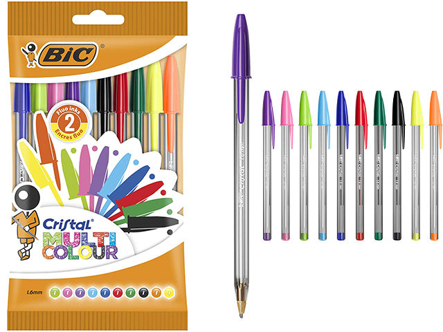 penna a sfera bic cristal large, trarente per controllare il livello di inchiostro assortiti 1,6 mm