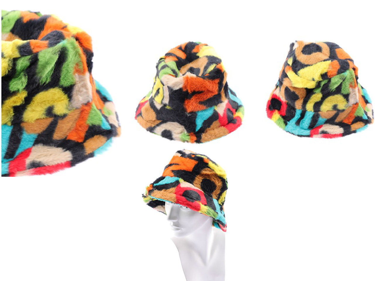 cappello con pelo multicolor