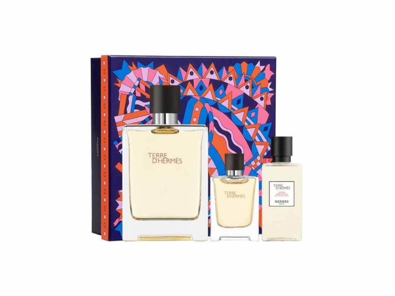 Terre d'hermés cofanetto regalo. il set contiene terre d'hermés eau de toilette 100 ml, spray da viaggio 12,5 ml e lozione dopobarba 40 ml.
